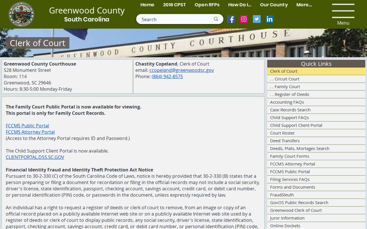 Greenwood County release court records access