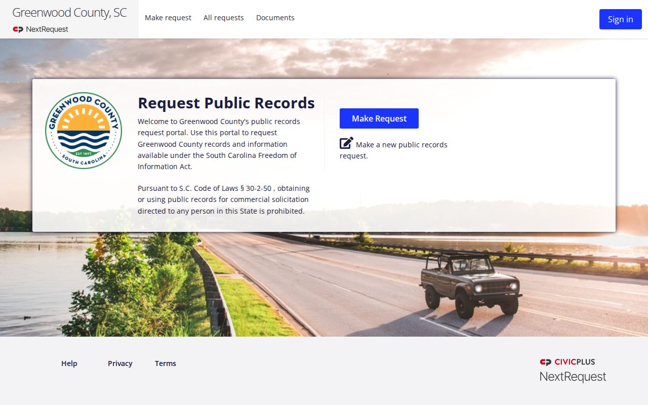 Greenwood County release records request portal