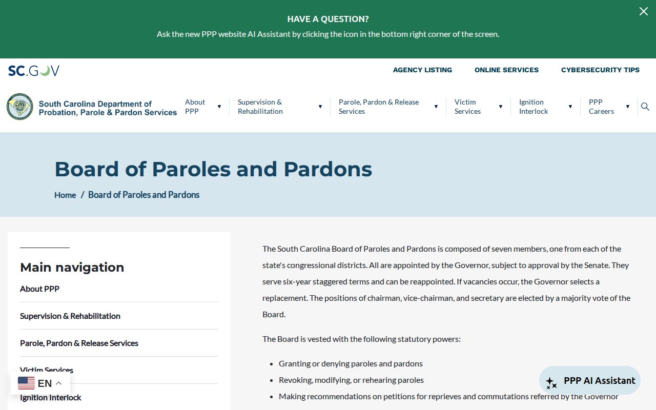 Greenwood County parole hearing calendar access