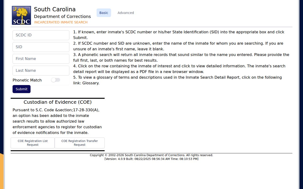 Greenwood County projected release date in SCDC search
